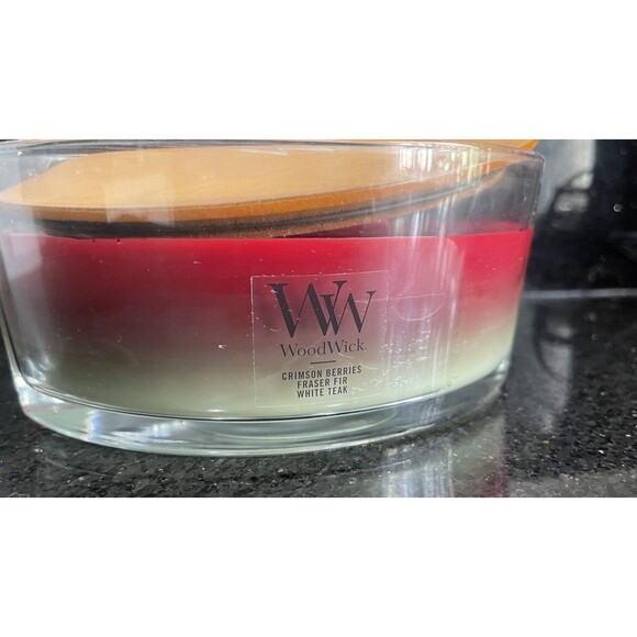 WoodWick Trilogy Candle Crimson Berries Fraser Fir White Teak 16oz New No Box - Picture 10 of 16